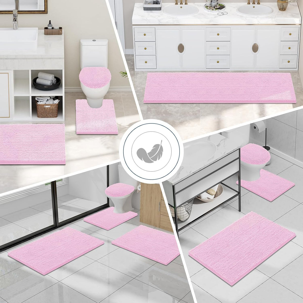 Bathroom Rugs 24X16, Luxury Chenille Extra Soft Absorbent Bath Mat