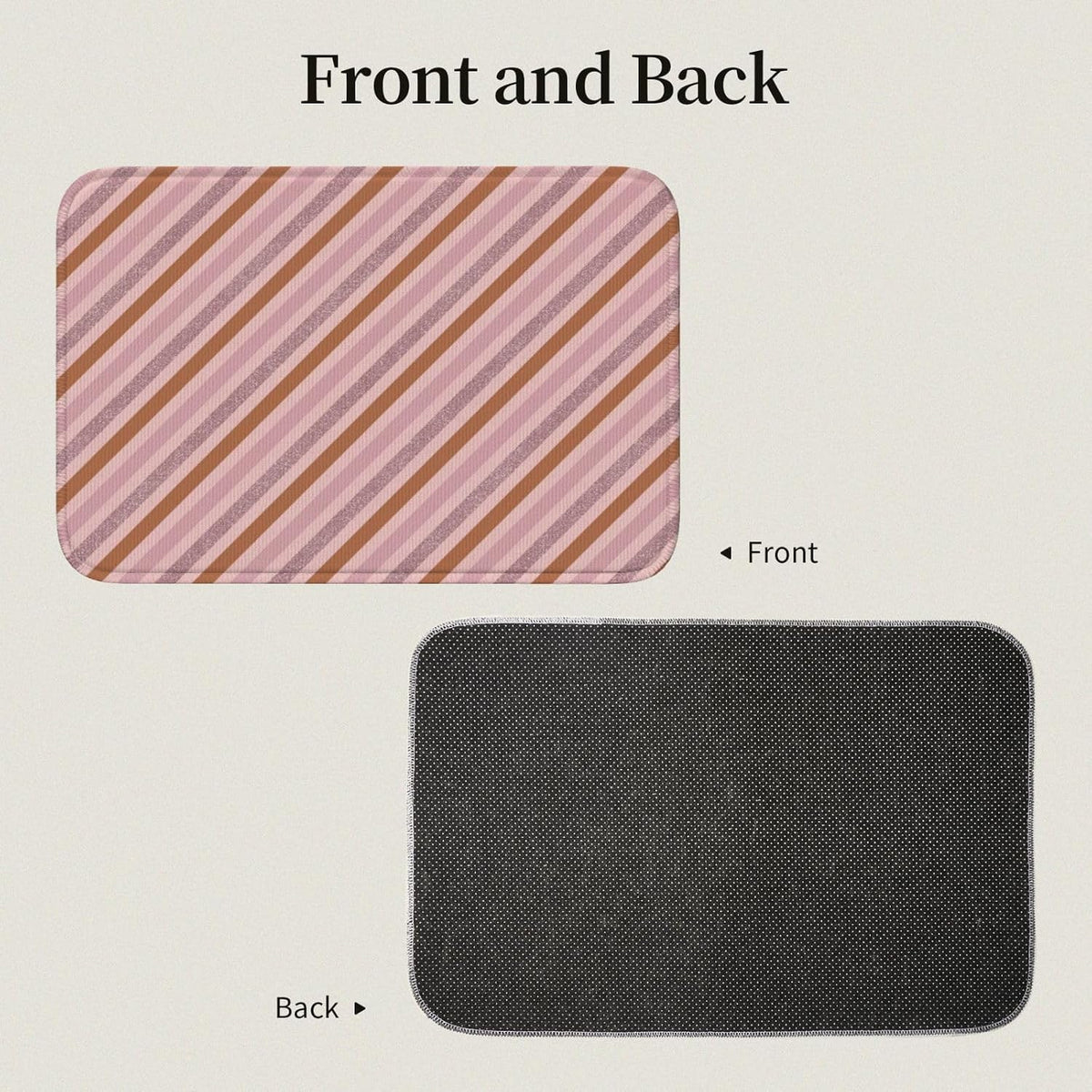 Pink Diagonal Stripe Print Bathroom Rugs 24x16 Inches, Small Bathroom Bath Rugs Non Slip Washable, Soft Absorbent Bath Mat Shower Mat Outside Shower