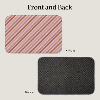Pink Diagonal Stripe Print Bathroom Rugs 24x16 Inches, Small Bathroom Bath Rugs Non Slip Washable, Soft Absorbent Bath Mat Shower Mat Outside Shower