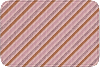 Pink Diagonal Stripe Print Bathroom Rugs 24x16 Inches, Small Bathroom Bath Rugs Non Slip Washable, Soft Absorbent Bath Mat Shower Mat Outside Shower
