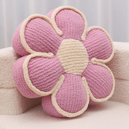 Pink Flower Pillow 16" Fluffy Decorative Throw Pillows for Girls Room