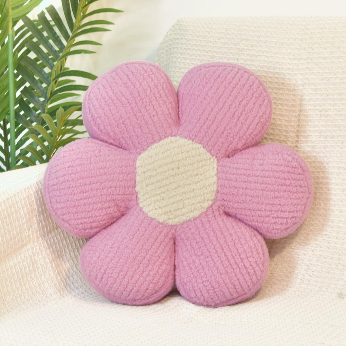 Pink Flower Pillow 16" Fluffy Decorative Throw Pillows for Girls Room