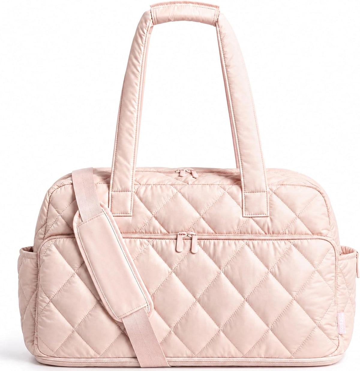Duffel Bag for Women Travel, Expandable Quilted Weekender Overnight Duffle Bag with Adjustable Strap, Lightweight 33L Personal Item Bag Hospital Bags for Labor and Delivery, Pink