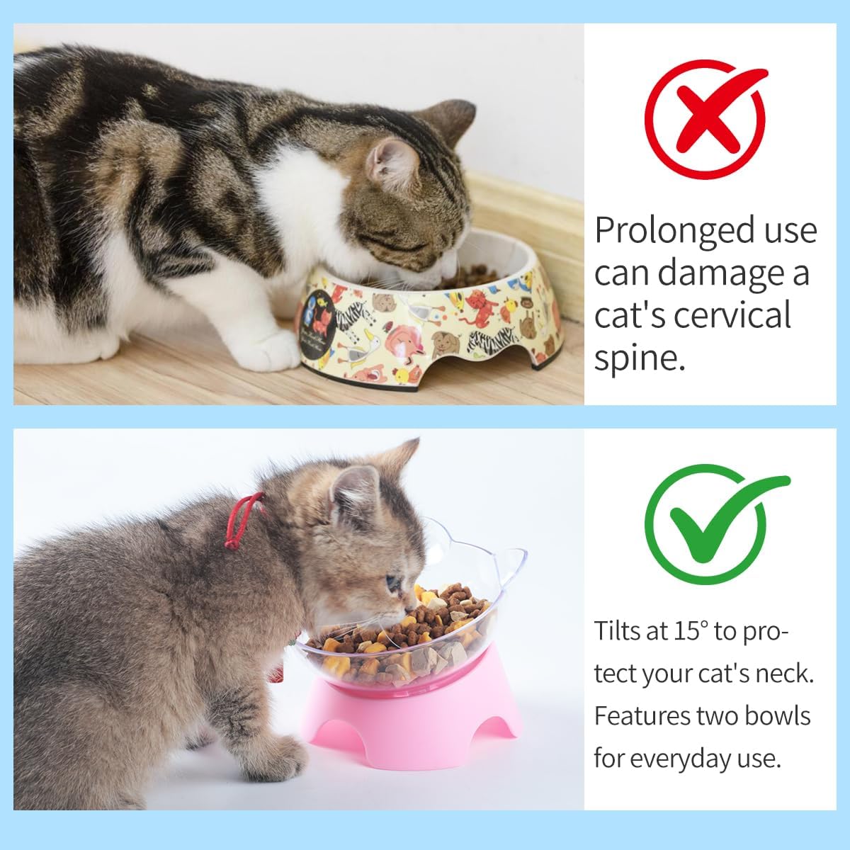 MILIFUN Raised Cat Food Bowls with Stand, Cat Dishes for Food or Water, Tilted Bowl, Pet Dish with Stand