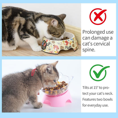MILIFUN Raised Cat Food Bowls with Stand, Cat Dishes for Food or Water, Tilted Bowl, Pet Dish with Stand