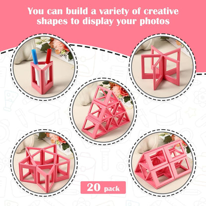 20 Packs Magnetic Mini Picture Frames for Fridge, Pink