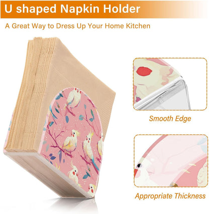 Peach Simple Birds Acrylic gold napkin holders for bathroom, restaurant freestanding modern napkin holder home decor for party, wedding,events