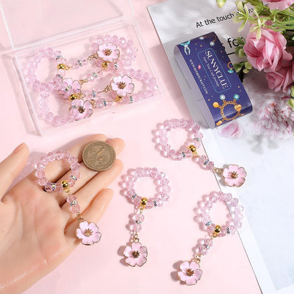 8 Sets Flower Napkin Rings Napkin Holder Rings Napkin Holder Buckle Valentines Day Romantic Pink Glass Beads Love Beaded Napkin Ring for Christmas Wedding Dinner Table Banquet Party Decor