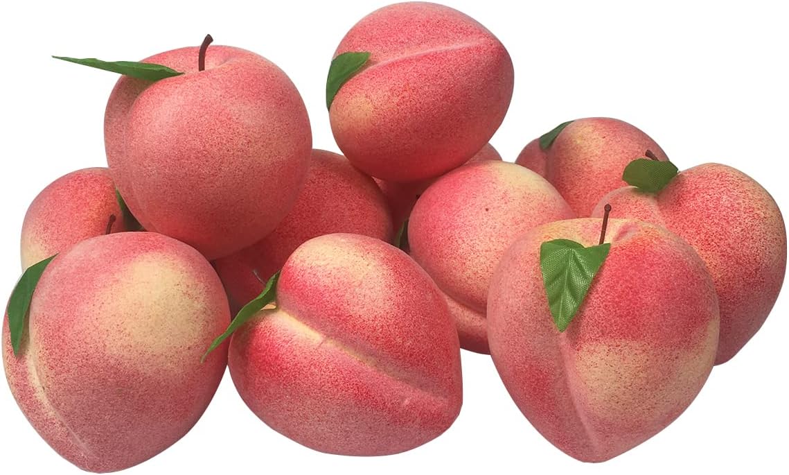 12Pcs Artificial Fruit Fake Simulation Fruit for Home Kitchen Party Photography Prop Wedding Decoration (12Pcs Peach)