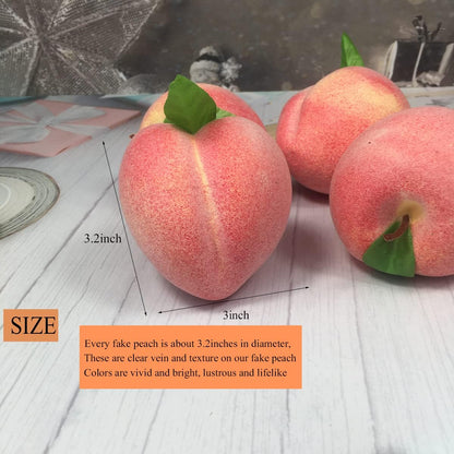 12Pcs Artificial Fruit Fake Simulation Fruit for Home Kitchen Party Photography Prop Wedding Decoration (12Pcs Peach)