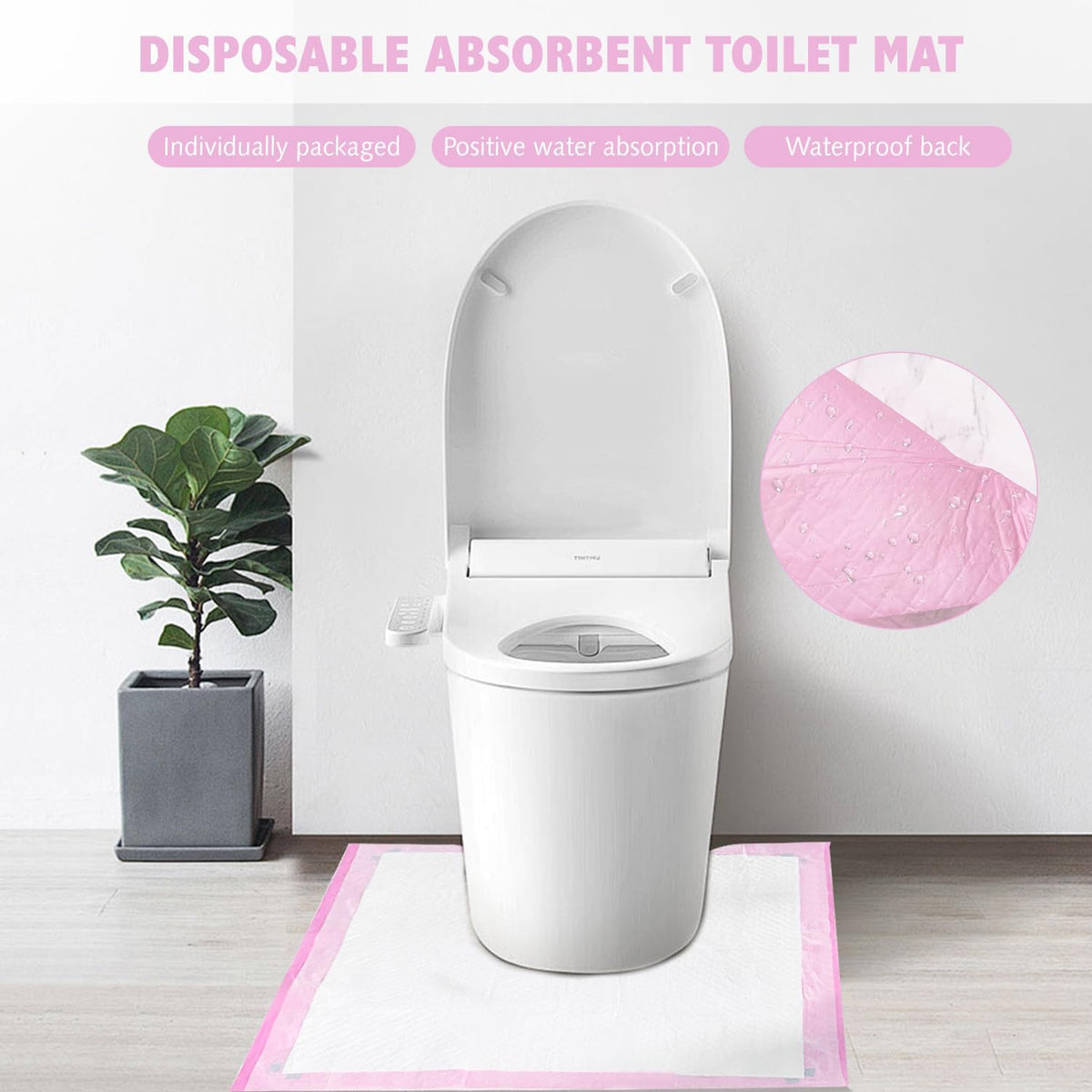 25PCS Disposable Toilet Mats Absorbent Toilet Floor Protector from Urine