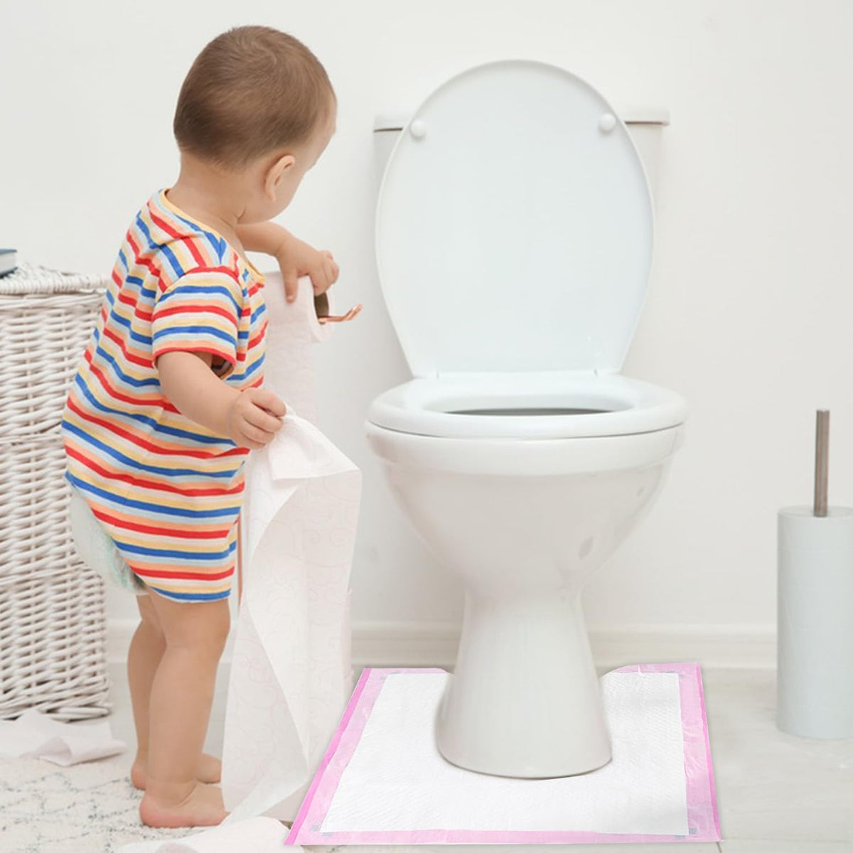 25PCS Disposable Toilet Mats Absorbent Toilet Floor Protector from Urine