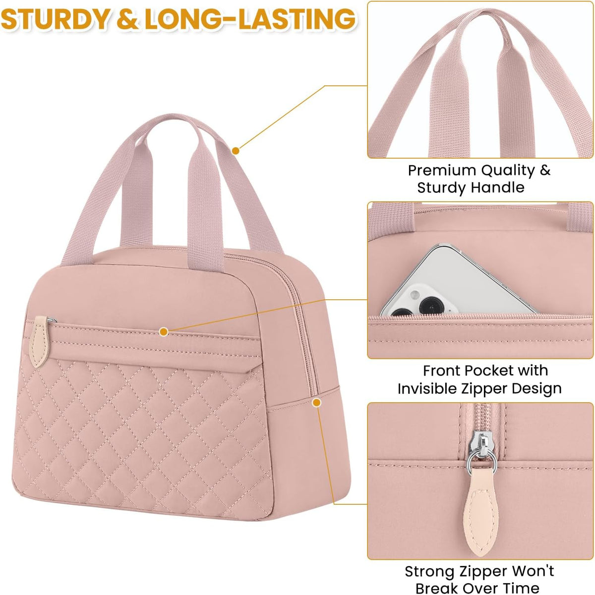 Insulated Small Lunch Bag for Women, Portable Lunch Box Adults