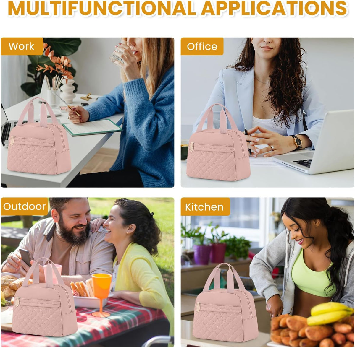 Insulated Small Lunch Bag for Women, Portable Lunch Box Adults