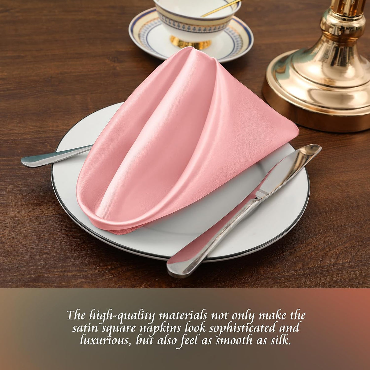 Blush Satin Napkins 20x20-60 Pieces, Reusable
