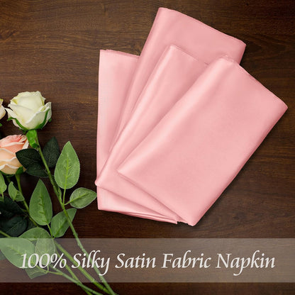 Blush Satin Napkins 20x20-60 Pieces, Reusable