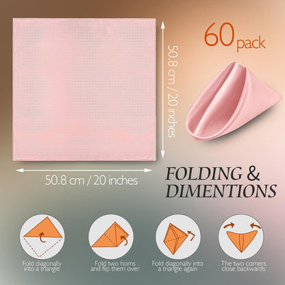 Blush Satin Napkins 20x20-60 Pieces, Reusable