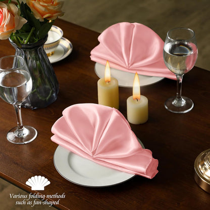 Blush Satin Napkins 20x20-60 Pieces, Reusable