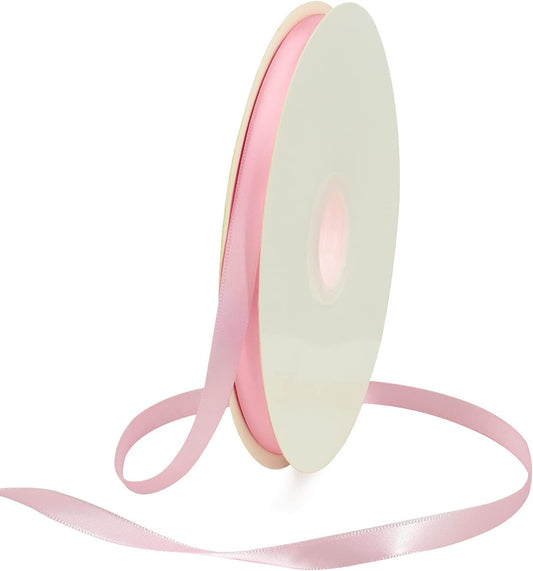 3/8 Inch x 100yds Light Pink Satin Ribbon Thin Solid Fabric Ribbons Roll for Gift Wrapping Invitation Floral Hair Balloons Craft Party Wedding Decoration Valentine's Day Bouquet