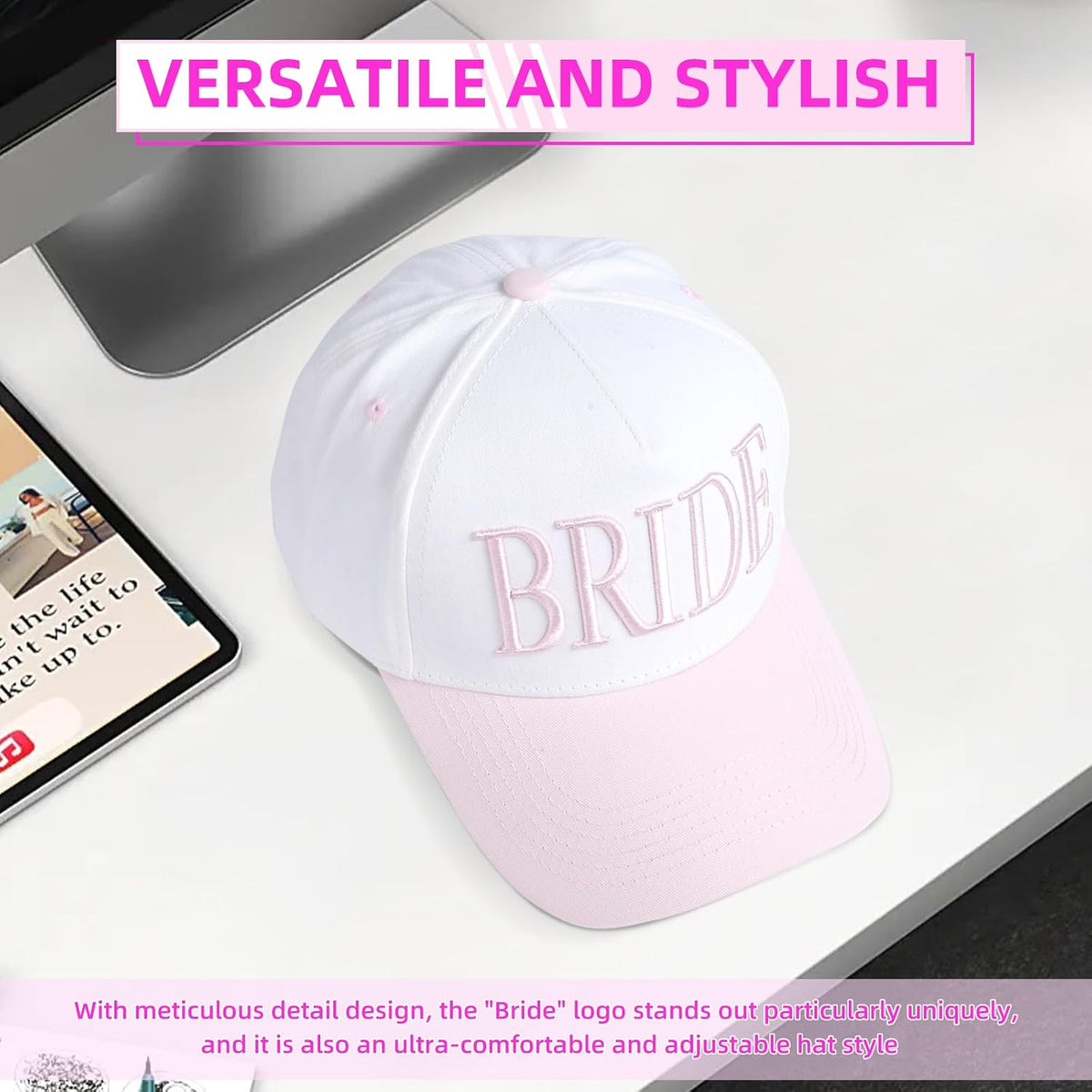Bride Trucker Hat |Wedding Cap for Bride-to-Be，Bach Party Decorations, Bridesmaid Gift, Bridal Headwear,Wedding Cap