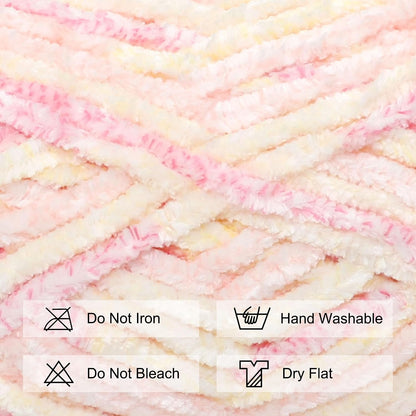 Velvet Chenille Yarn for Crocheting Handcrafts Weaving,3 Skein(Peach)