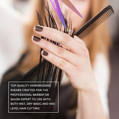 Left Handed Professional 6" Razor Edge Lefty Titanium Coated Barber Hair Scissors Shears with Zippered Pouch by DreamCut