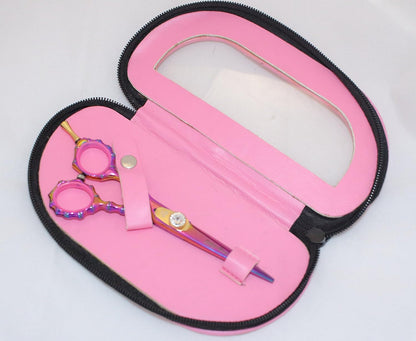 Left Handed Professional 6" Razor Edge Lefty Titanium Coated Barber Hair Scissors Shears with Zippered Pouch by DreamCut