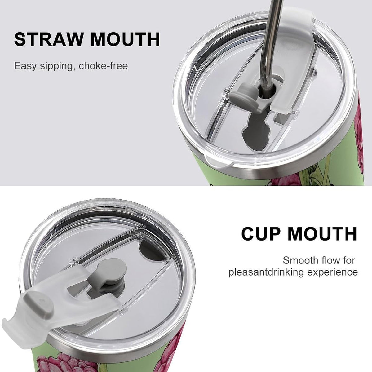 20 Oz Tumbler for Office, Stainless Steel Vacuum Insulated Peach Raspberry Pattern Tumbler with Straw Lid, Large Capacity Car Cup for Home, Travel, Camping, Shopping, Sports