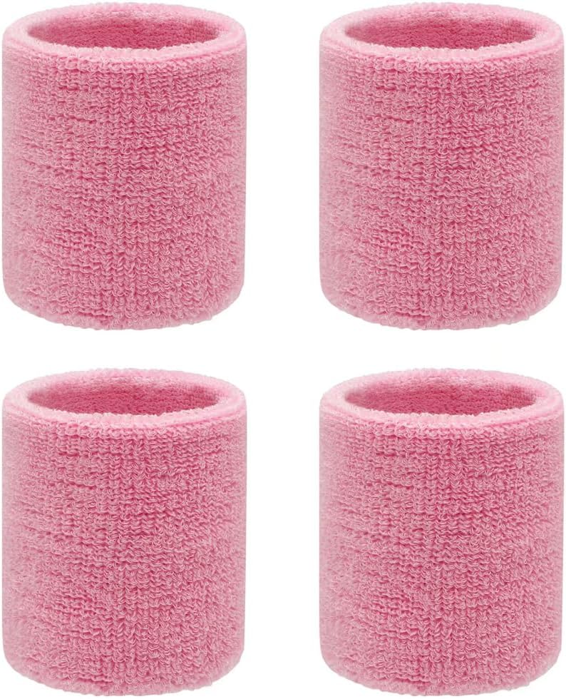 4 Pack 3 inch Wrist Sweatbands Tennis Wrist Bands Absorbent Sweat Band for Men and Women - Elastic Athletic Wrist Bands for Tennis, Basketball, Running, Working Out