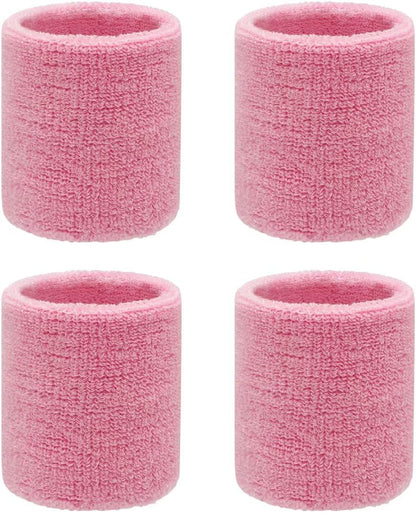 4 Pack 3 inch Wrist Sweatbands Tennis Wrist Bands Absorbent Sweat Band for Men and Women - Elastic Athletic Wrist Bands for Tennis, Basketball, Running, Working Out