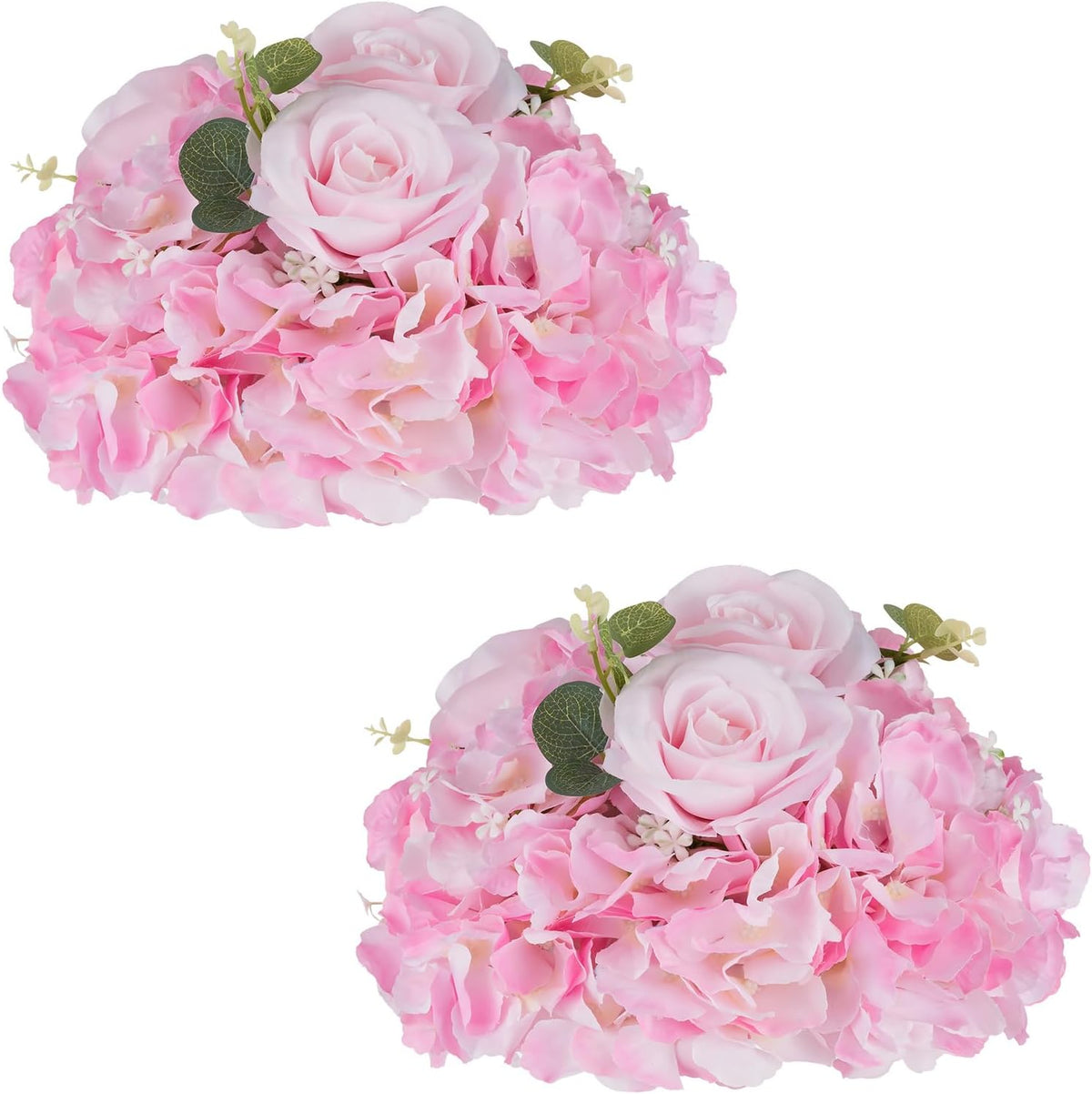 Pink Flower Centerpieces for Tables: 2 Pcs Artificial Rose Ball