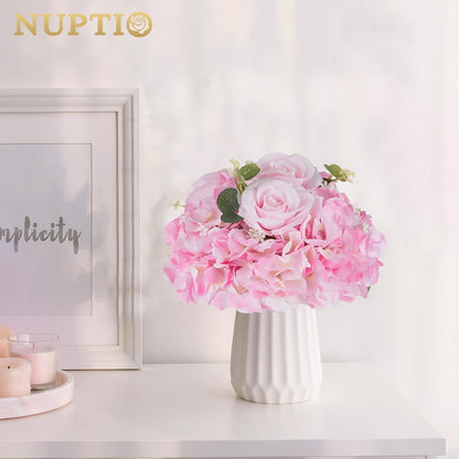 Pink Flower Centerpieces for Tables: 2 Pcs Artificial Rose Ball