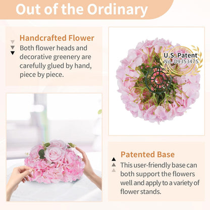 Pink Flower Centerpieces for Tables: 2 Pcs Artificial Rose Ball