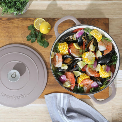 7 Quart Enameled Cast Iron Dutch Oven with Lid – Large Round Casserole Dish for Baking, Roasting & Slow Cooking – Oven & Stovetop Safe Cookware with Self-Basting Lid (Dusty Pink)