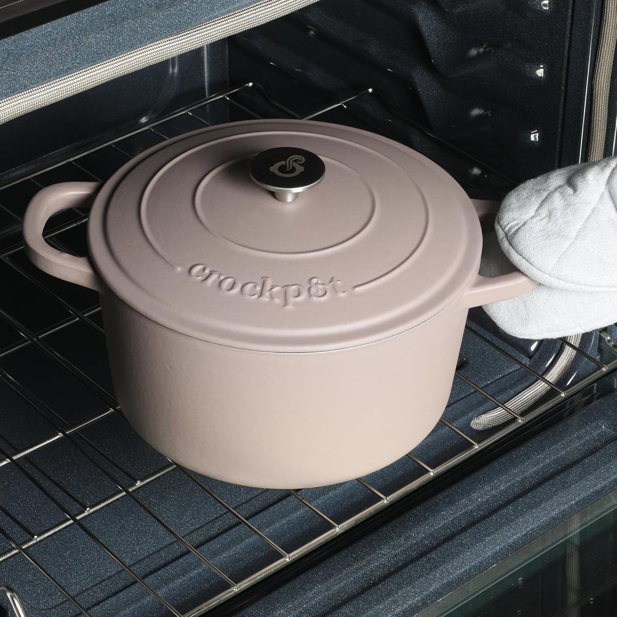 7 Quart Enameled Cast Iron Dutch Oven with Lid – Large Round Casserole Dish for Baking, Roasting & Slow Cooking – Oven & Stovetop Safe Cookware with Self-Basting Lid (Dusty Pink)