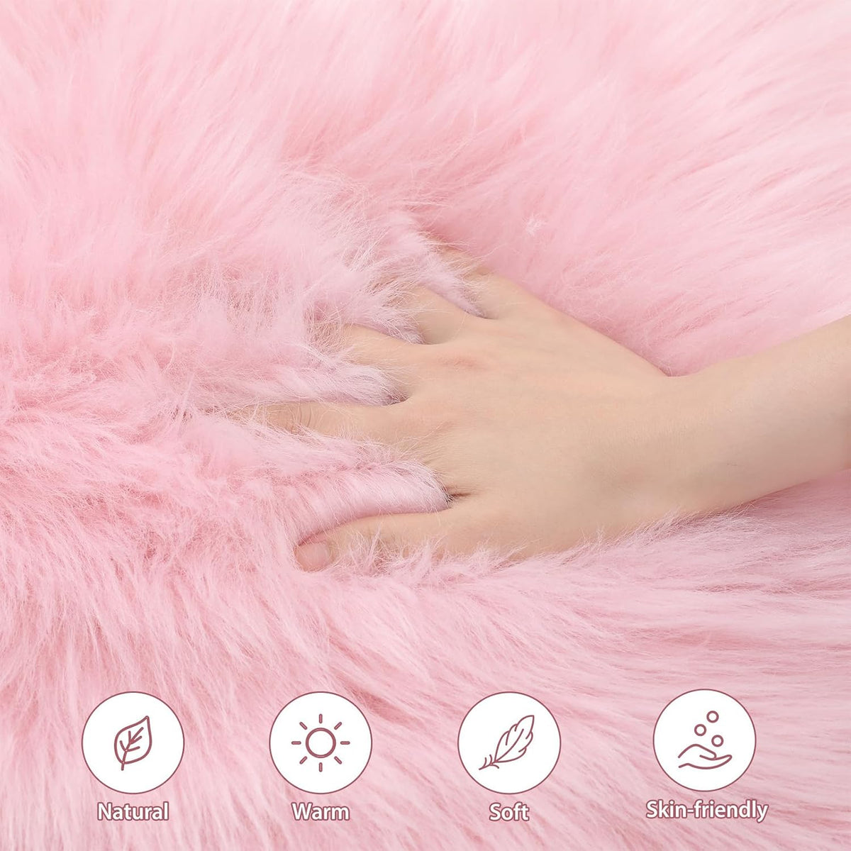 Faux Sheepskin Seat Cushion, Dorm Desk Chair Pad, Light Pink
