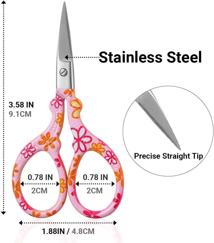 Sharp Embroidery Scissors, 2PCS Sewing Craft Scissors, Red+Pink