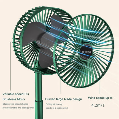 Telescopic Folding Fan - 2024 New Portable USB Rechargeable Collapsible Desk Fan for Travel, Silent Stand up Fan Wireless Folding Oscillating Compact Floor Standing Fans for Dorm ＆ Bedroom (PINK)