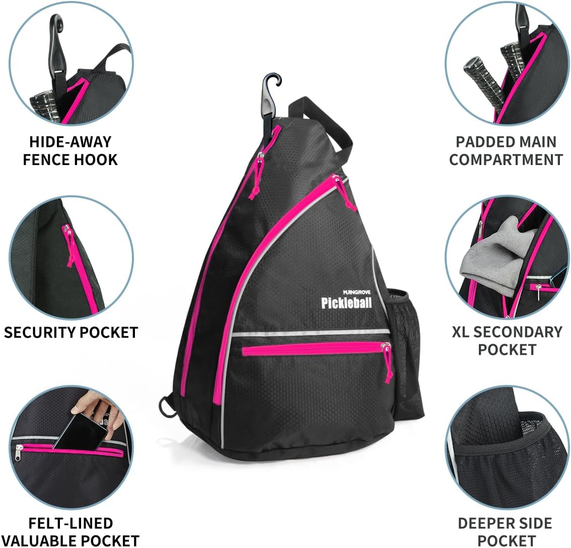 Pickleball Bag with Fence Hook/Large Capacity/5 Dedicated Pockets