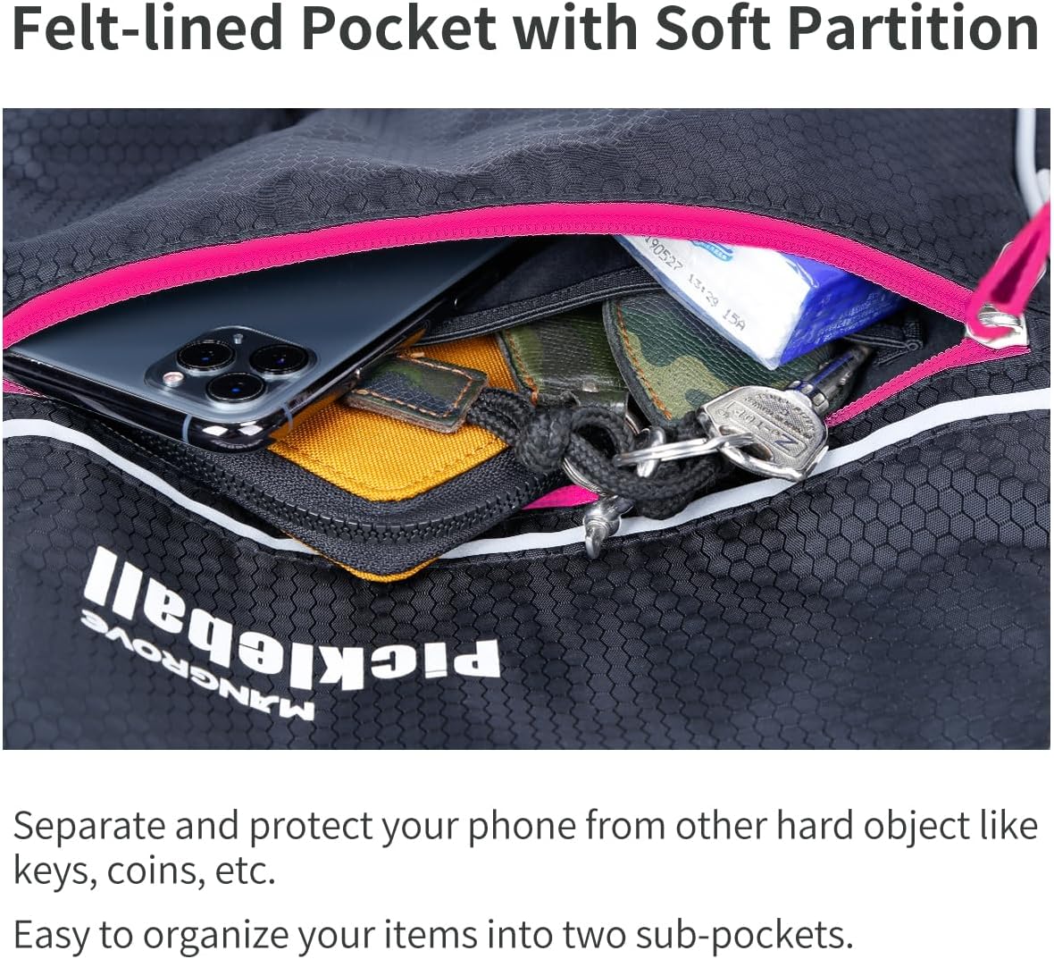 Pickleball Bag with Fence Hook/Large Capacity/5 Dedicated Pockets