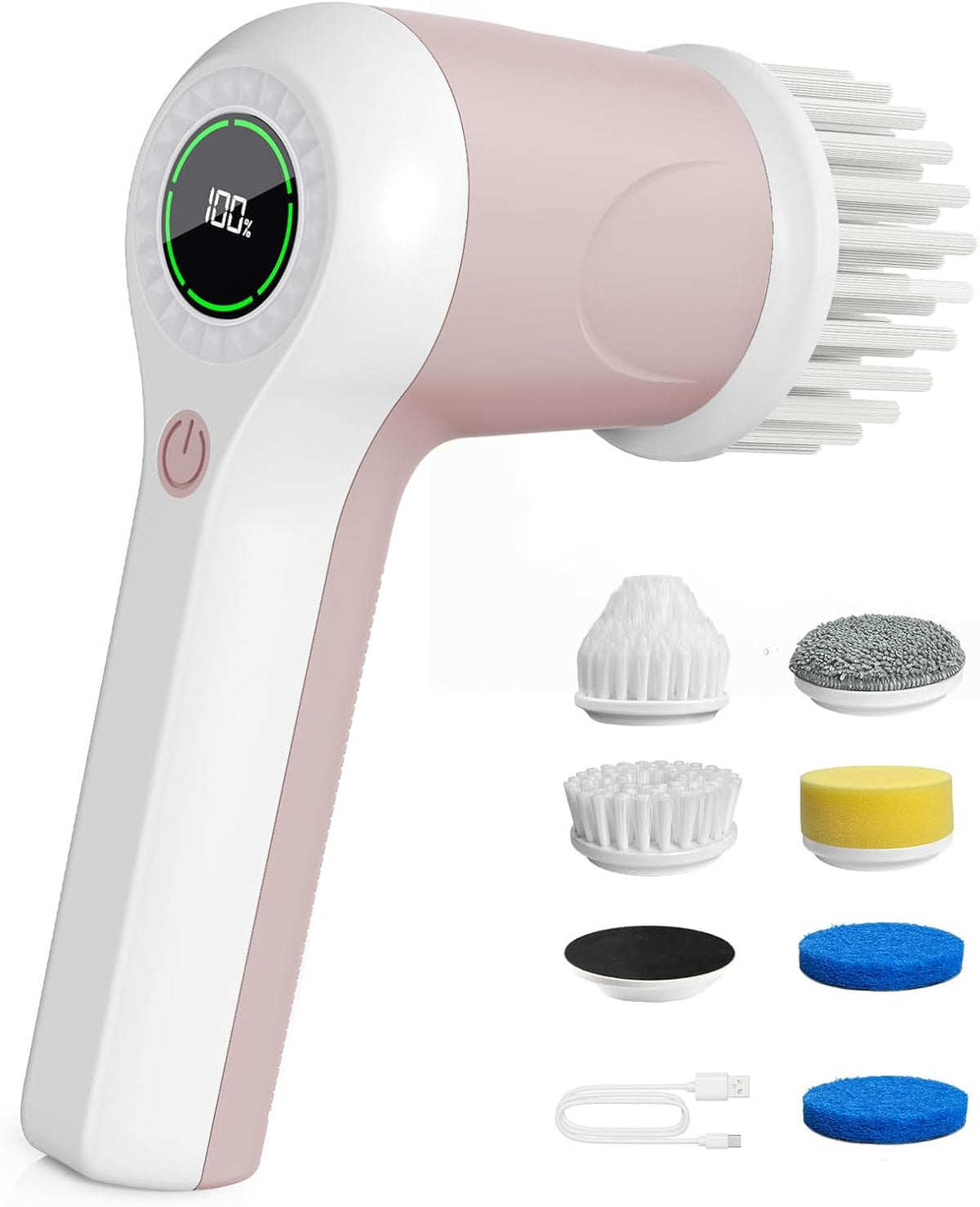 Electric Spin Scrubber, Cordless Shower Scrubber, Pink