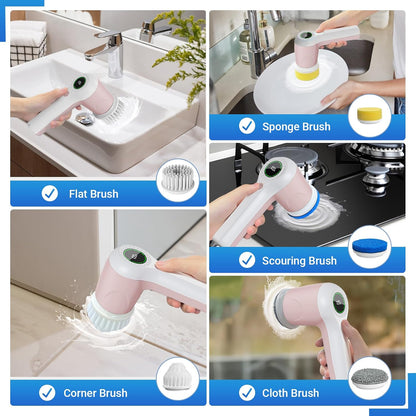 Electric Spin Scrubber, Cordless Shower Scrubber, Pink