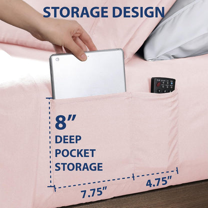 Full Bed Sheet Set with Double Side Pockets, Blush