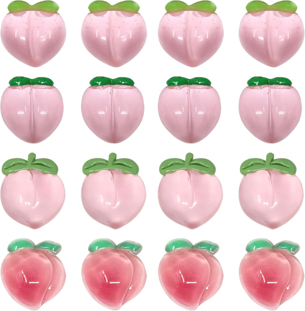 40PCS Pink Peach Flatback Resin Charms Small Peaches Slime Charms Peach Resin Embellishments Cute Cartoon Fruit Food Resin Cabochons Crafts Decoration Accessories - 4 Styles