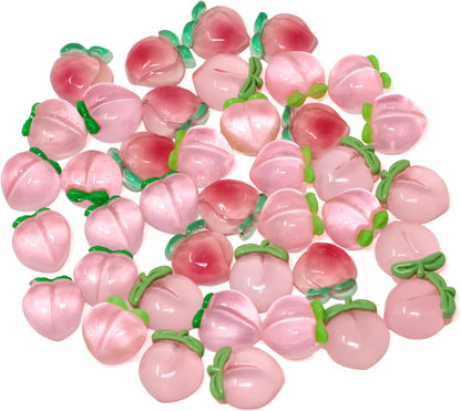 40PCS Pink Peach Flatback Resin Charms Small Peaches Slime Charms Peach Resin Embellishments Cute Cartoon Fruit Food Resin Cabochons Crafts Decoration Accessories - 4 Styles
