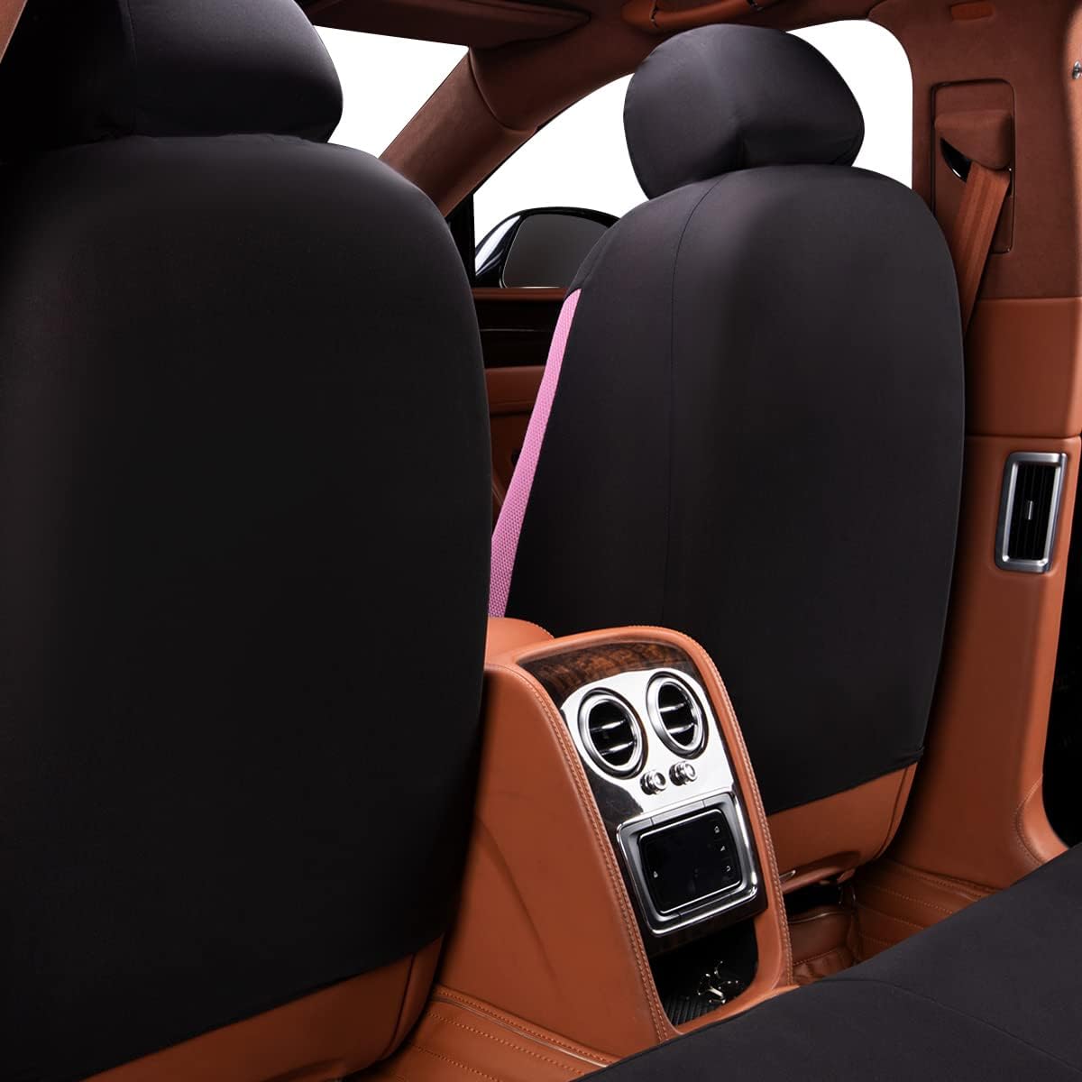 Butterfly car seat Covers ful Set Fashion Universal Lady Woman Female Rear Bench Split Colorized (Pink, 2 Fronts - Lace)