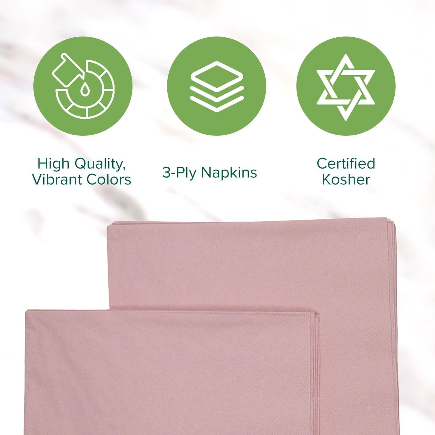 SimuLinen Dusty Rose, Pink Disposable Paper Napkins, 3-Ply, 13in x 13in - 30 Pack - Simplicity Collection, Perfect for Birthday or Dessert Parties