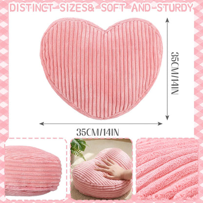 Pink Heart Pillow Heart Shaped Corduroy Decorative Throw Pillows