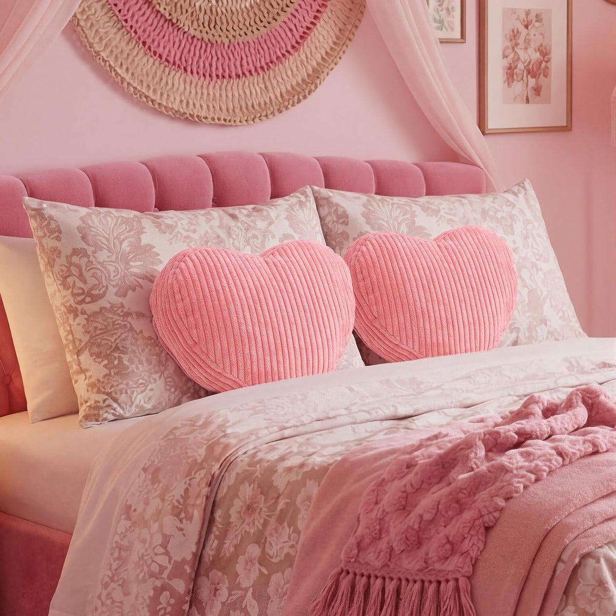 Pink Heart Pillow Heart Shaped Corduroy Decorative Throw Pillows