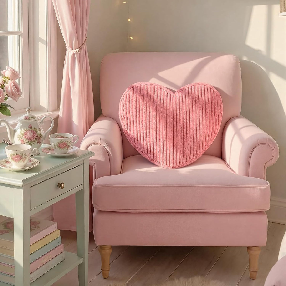 Pink Heart Pillow Heart Shaped Corduroy Decorative Throw Pillows